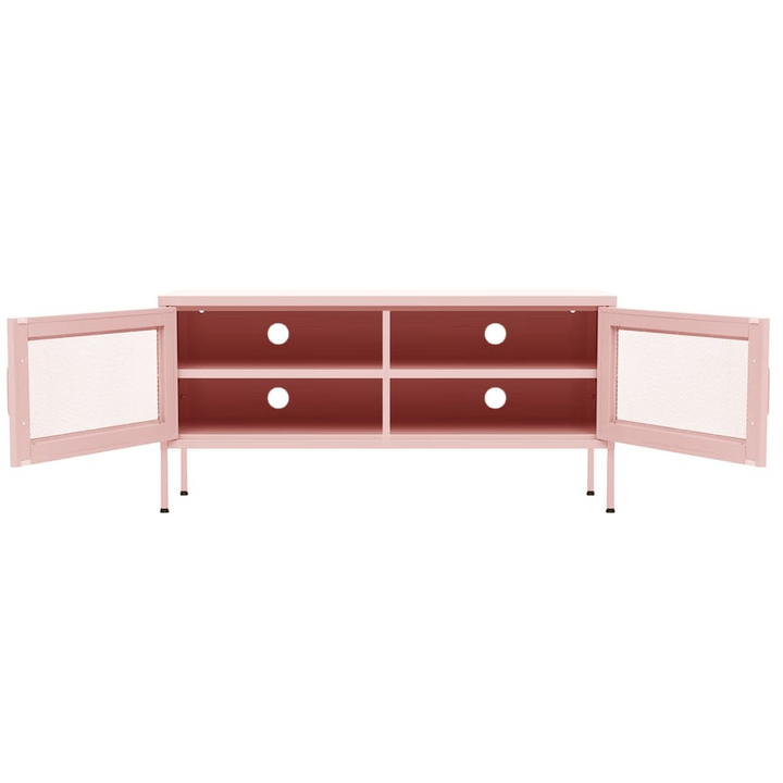 Durable Steel TV Cabinet in Pink - Sleek & Practical Storage Solution for Modern Living Spaces - Premium  from Home Treasures - Just £185.99! Shop now at Home Treasures