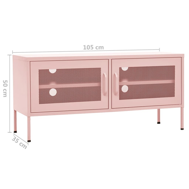 Durable Steel TV Cabinet in Pink - Sleek & Practical Storage Solution for Modern Living Spaces - Premium  from Home Treasures - Just £185.99! Shop now at Home Treasures