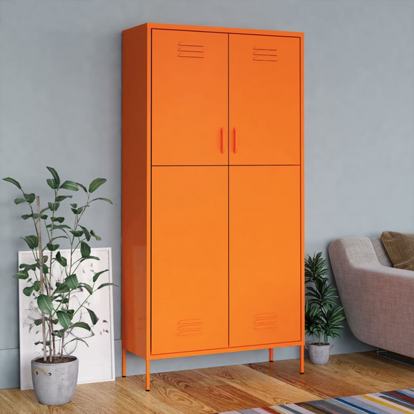 Stylish Orange Steel Wardrobe - 90 x 50 x 180 cm - Adjustable Shelves and Hanging Rod - Premium  from Home Treasures - Just £396.99! Shop now at Home Treasures