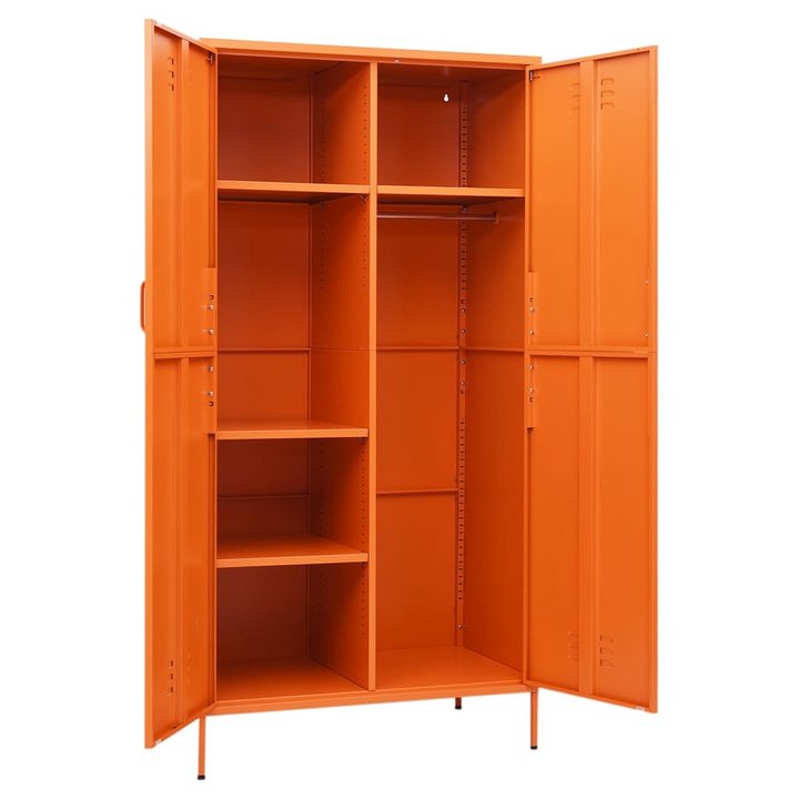 Stylish Orange Steel Wardrobe - 90 x 50 x 180 cm - Adjustable Shelves and Hanging Rod - Premium  from Home Treasures - Just £396.99! Shop now at Home Treasures