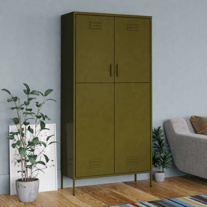 Stylish & Durable Steel Wardrobe - Olive Green - 90x50x180cm - Adjustable Shelves & Hanging Rod - Ideal for Organized Storage - Premium  from Home Treasures - Just £380.99! Shop now at Home Treasures