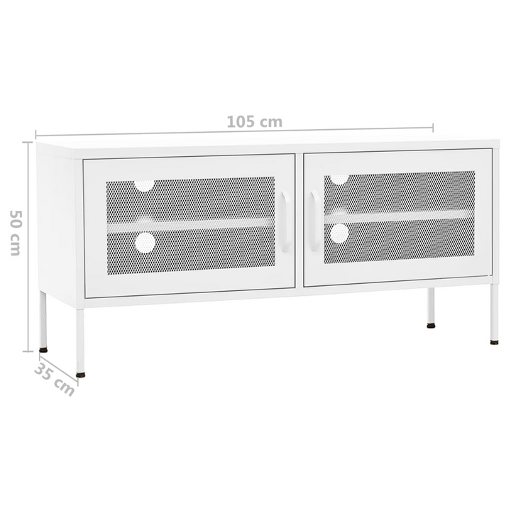 Steel TV Cabinet (White) – Sturdy and Stylish Storage Solution for Your Living Space - Premium  from Home Treasures - Just £121.99! Shop now at Home Treasures