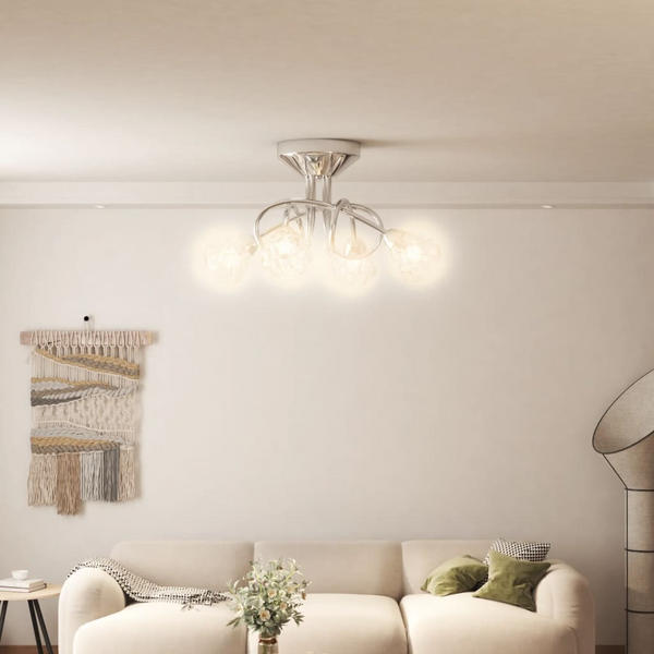 Elegant Glass Lattice Shaded Ceiling Light - Transparent, Modern Design with Energy-Saving LED Technology - Premium  from Home Treasures - Just £62.99! Shop now at Home Treasures