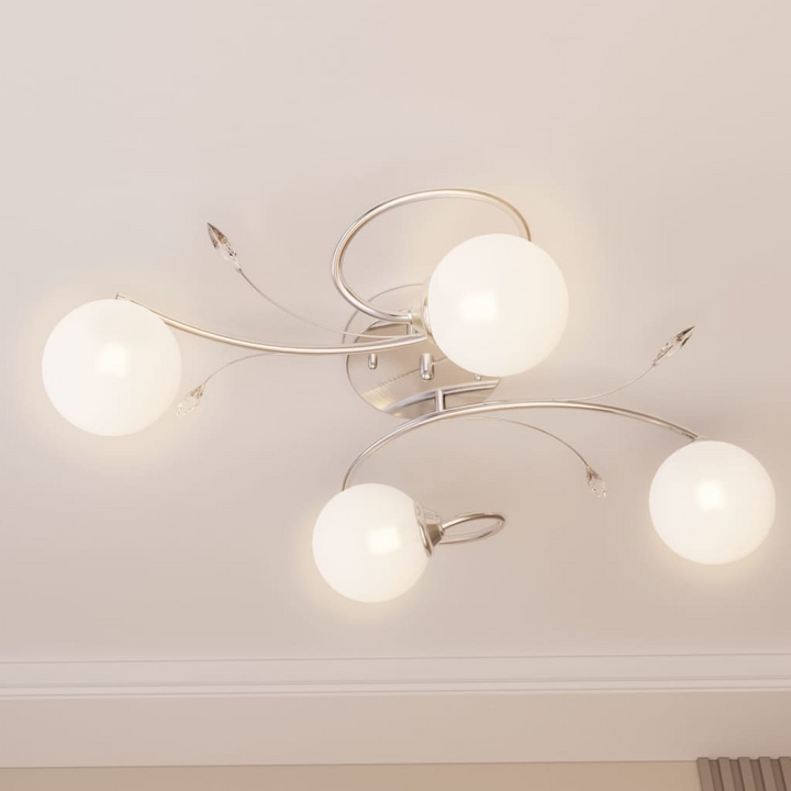 Elegant Ceiling Light with Round Glass Shades - White | Modern LED Chandelier for Living Room & Bedroom - Premium  from Home Treasures - Just £64.99! Shop now at Home Treasures