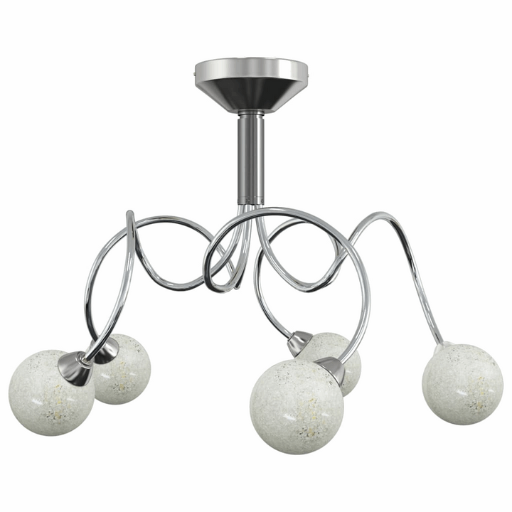 Modern Ceiling Light with 5 Round Glass Shades (White) - Chrome Finish, Energy-Saving LED Bulbs Included - Premium  from Home Treasures - Just £45.99! Shop now at Home Treasures