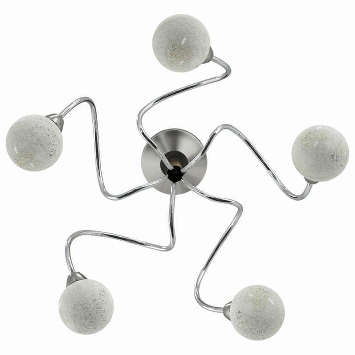 Modern Ceiling Light with 5 Round Glass Shades (White) - Chrome Finish, Energy-Saving LED Bulbs Included - Premium  from Home Treasures - Just £45.99! Shop now at Home Treasures