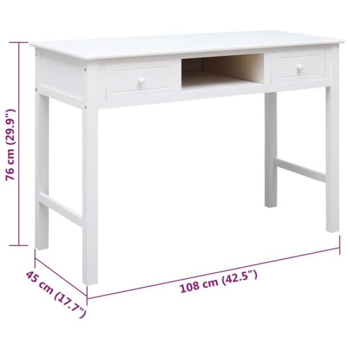 Stylish & Practical Paulownia Wood Work Desk in White - 108 x 45 x 76 cm, Elegant Design with Ample Storage Space - Premium  from Home Treasures - Just £110.99! Shop now at Home Treasures