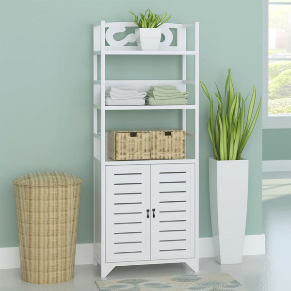 Elegant Paulownia Wood Display Cabinet in White - 46 x 24 x 140cm - Ample Storage and Stylish Design - Premium  from Home Treasures - Just £127.99! Shop now at Home Treasures