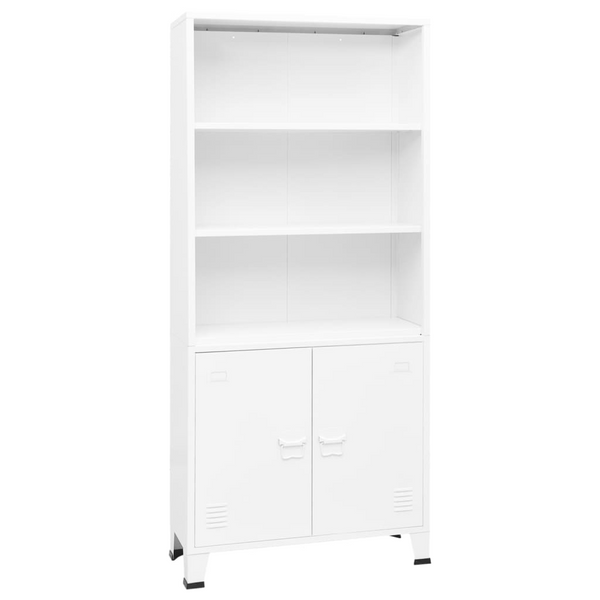 Steel Industrial Style Bookshelf in White - 80x32x180cm | Durable, Stylish & Functional Storage Solution - Premium  from Home Treasures - Just £195.99! Shop now at Home Treasures