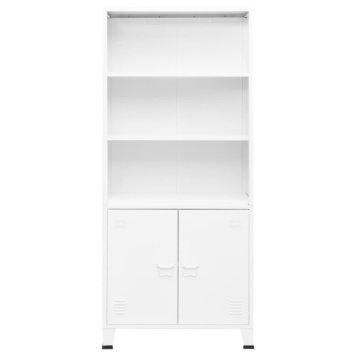 Steel Industrial Style Bookshelf in White - 80x32x180cm | Durable, Stylish & Functional Storage Solution - Premium  from Home Treasures - Just £195.99! Shop now at Home Treasures