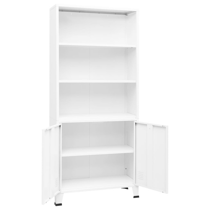 Steel Industrial Style Bookshelf in White - 80x32x180cm | Durable, Stylish & Functional Storage Solution - Premium  from Home Treasures - Just £195.99! Shop now at Home Treasures