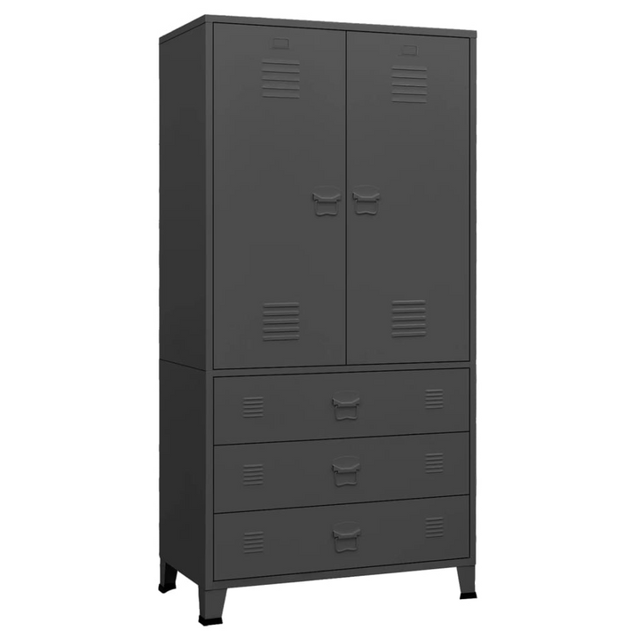 Durable Metal Industrial Style Wardrobe - Anthracite, 90x50x180cm, with Shelves & Cloth Hanger - Premium  from Home Treasures - Just £456.99! Shop now at Home Treasures