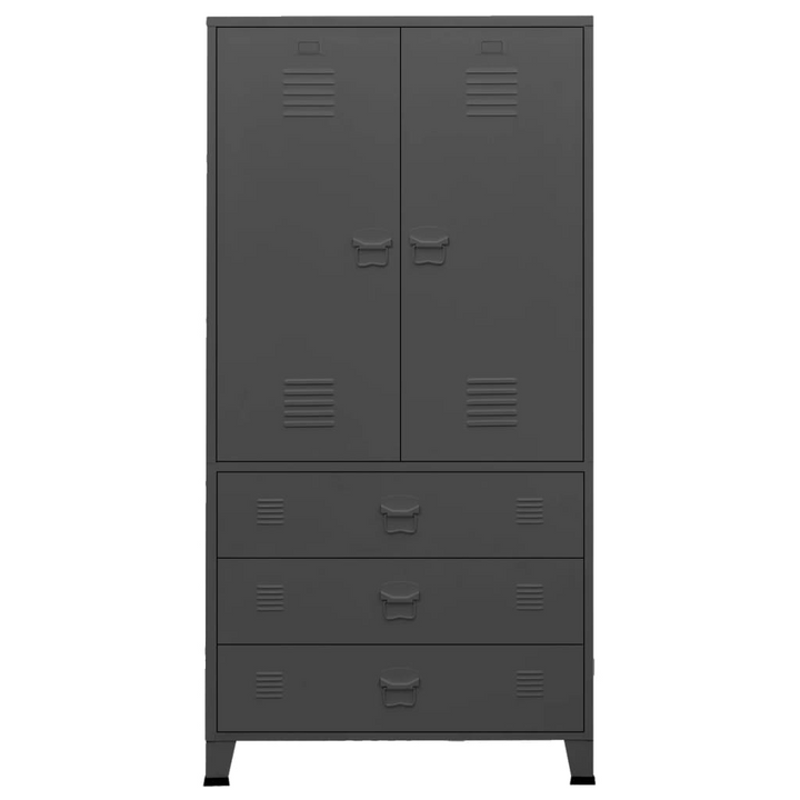 Durable Metal Industrial Style Wardrobe - Anthracite, 90x50x180cm, with Shelves & Cloth Hanger - Premium  from Home Treasures - Just £456.99! Shop now at Home Treasures