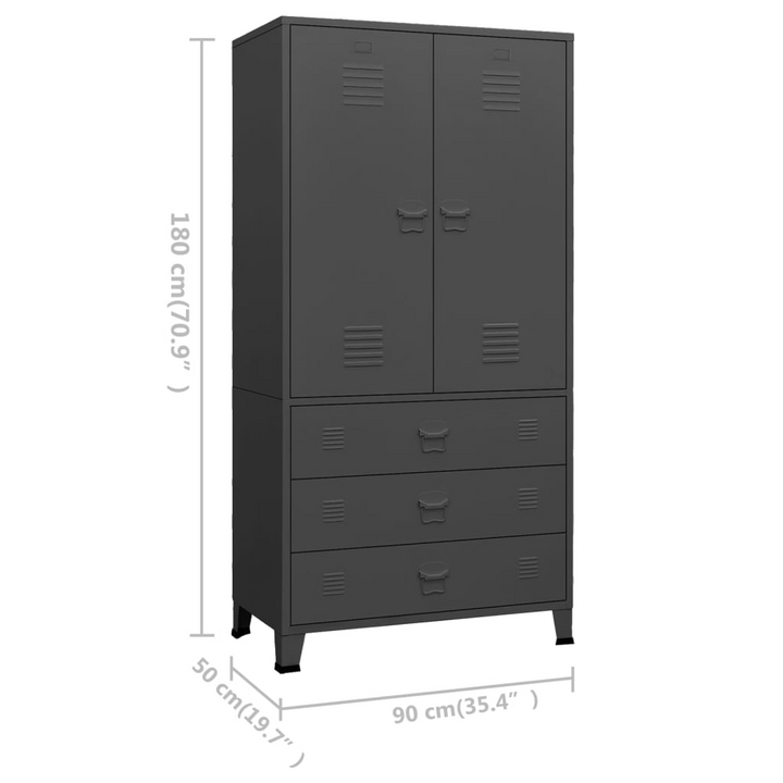 Durable Metal Industrial Style Wardrobe - Anthracite, 90x50x180cm, with Shelves & Cloth Hanger - Premium  from Home Treasures - Just £456.99! Shop now at Home Treasures