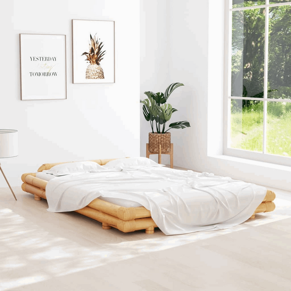 Eco-Friendly Bamboo Bed Frame, 140 x 200cm - Rustic & Durable Bedroom Furniture - Premium Beds, Frames &amp; Bases from Home Treasures - Just £990.99! Shop now at Home Treasures