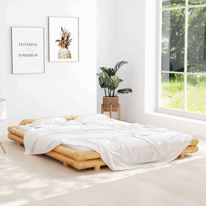 Eco-Friendly Bamboo Bed Frame 160 x 200cm - Vintage-Style, Durable, and Rustic Charm - Premium  from Home Treasures - Just £930.99! Shop now at Home Treasures