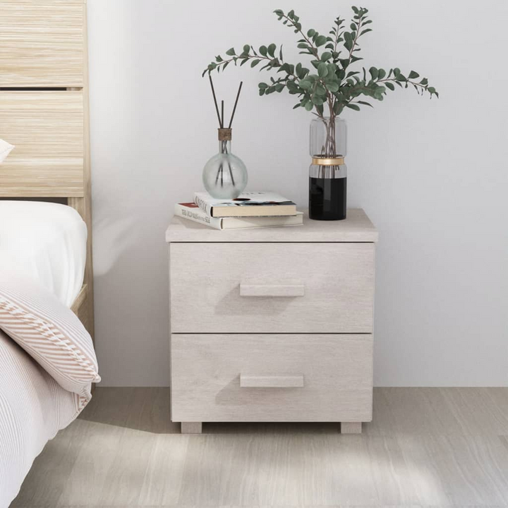 HAMAR Bedside Cabinet in White - Solid Pinewood, Two Drawers, 40x35x44.5 cm | Elegant Bedroom Nightstand - Premium  from Home Treasures - Just £46.99! Shop now at Home Treasures