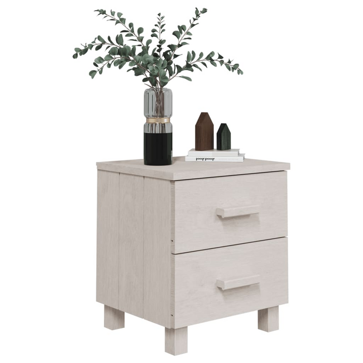 HAMAR Bedside Cabinet in White - Solid Pinewood, Two Drawers, 40x35x44.5 cm | Elegant Bedroom Nightstand - Premium  from Home Treasures - Just £46.99! Shop now at Home Treasures