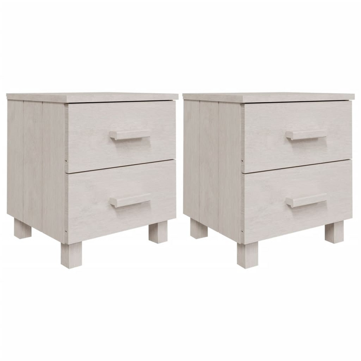 HAMAR 2-Piece Bedside Cabinets - White Solid Pine Wood Nightstands with Storage Drawers - Premium  from Home Treasures - Just £64.99! Shop now at Home Treasures