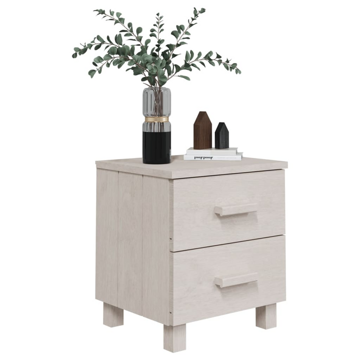 HAMAR 2-Piece Bedside Cabinets - White Solid Pine Wood Nightstands with Storage Drawers - Premium  from Home Treasures - Just £64.99! Shop now at Home Treasures