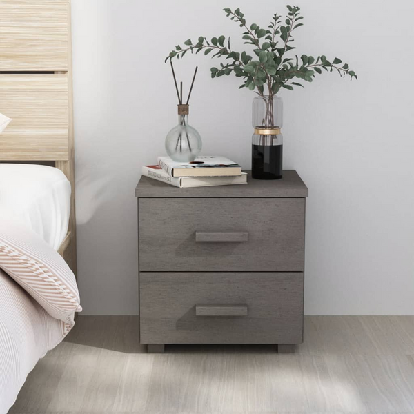 HAMAR Bedside Cabinet in Light Grey - Solid Pinewood, 2 Drawers, 40x35x44.5 cm | Stylish & Practical Bedroom Storage - Premium  from Home Treasures - Just £43.99! Shop now at Home Treasures