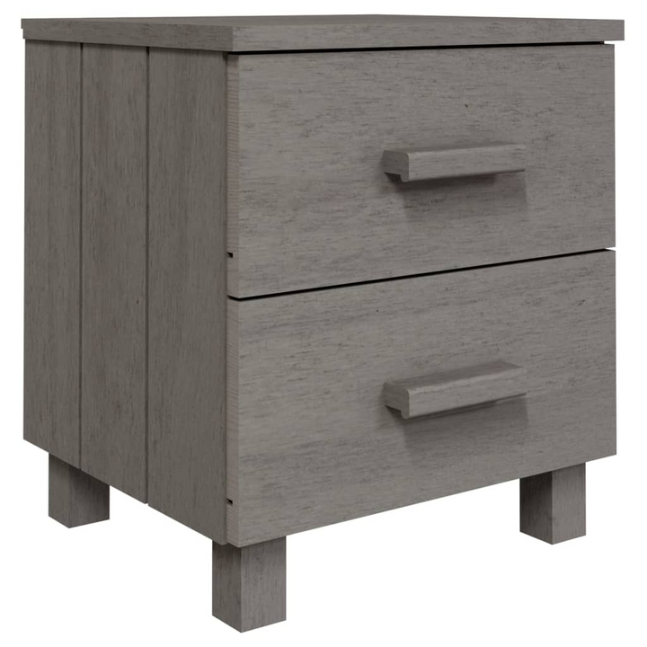 HAMAR Bedside Cabinet in Light Grey - Solid Pinewood, 2 Drawers, 40x35x44.5 cm | Stylish & Practical Bedroom Storage - Premium  from Home Treasures - Just £43.99! Shop now at Home Treasures