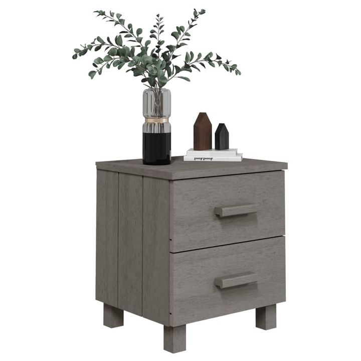 HAMAR Bedside Cabinet in Light Grey - Solid Pinewood, 2 Drawers, 40x35x44.5 cm | Stylish & Practical Bedroom Storage - Premium  from Home Treasures - Just £43.99! Shop now at Home Treasures