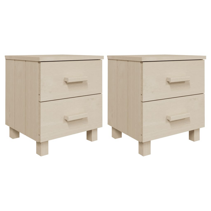 HAMAR Bedside Cabinets 2 pcs in Honey Brown - Solid Pinewood with 2 Drawers - 40x35x44.5 cm - Premium  from Home Treasures - Just £77.99! Shop now at Home Treasures