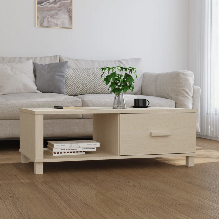 HAMAR Coffee Table in Honey Brown - 100x55x35 cm Solid Pine Wood with Storage Drawer - Premium  from Home Treasures - Just £80.99! Shop now at Home Treasures