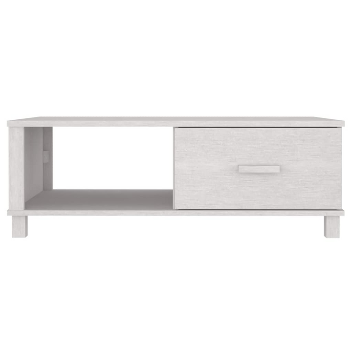 HAMAR Solid Pinewood Coffee Table in White - Elegant & Functional with Storage Drawer & Compartment, 100x55x35 cm - Premium  from Home Treasures - Just £86.99! Shop now at Home Treasures