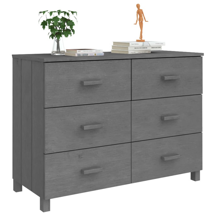 HAMAR Elegant Sideboard in Dark Grey - Solid Pine Wood with 6 Spacious Drawers | 113x40x80 cm - Premium  from Home Treasures - Just £181.99! Shop now at Home Treasures