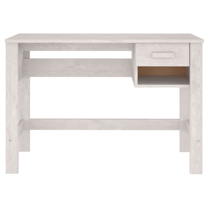 HAMAR Solid Wood Pine Desk - Elegant White Writing Desk with Drawer & Compartment, 110x40x75 cm - Premium  from Home Treasures - Just £97.99! Shop now at Home Treasures