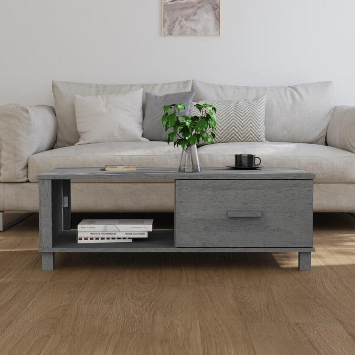 HAMAR Stylish Coffee Table in Dark Grey - Solid Pine Wood, 100x55x35 cm with Storage Drawer and Compartment - Premium  from Home Treasures - Just £86.99! Shop now at Home Treasures