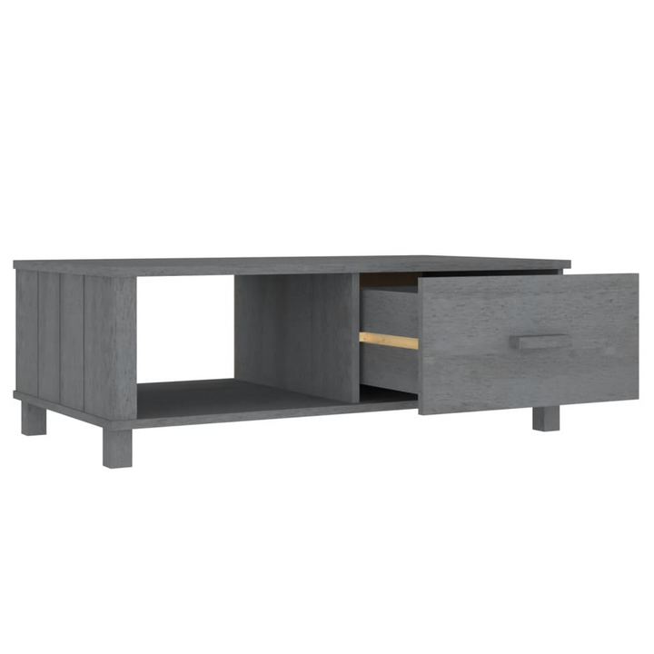 HAMAR Stylish Coffee Table in Dark Grey - Solid Pine Wood, 100x55x35 cm with Storage Drawer and Compartment - Premium  from Home Treasures - Just £86.99! Shop now at Home Treasures