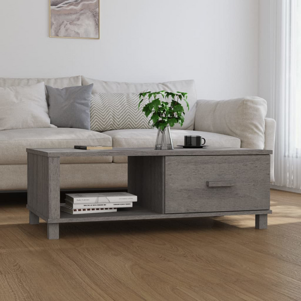 HAMAR Coffee Table | Light Grey | Solid Pine Wood | 100x55x35 cm | Drawer & Storage Compartment - Premium  from Home Treasures - Just £86.99! Shop now at Home Treasures