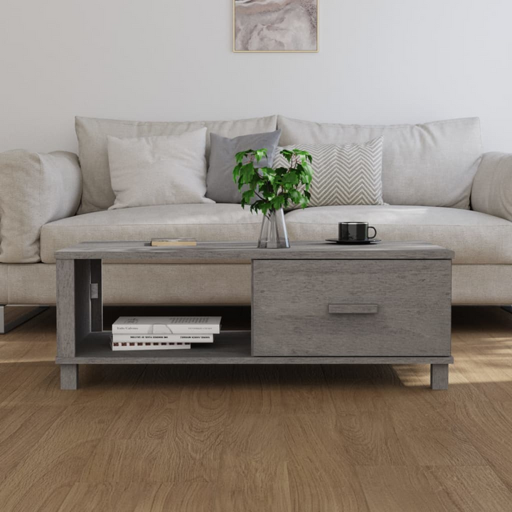 HAMAR Coffee Table | Light Grey | Solid Pine Wood | 100x55x35 cm | Drawer & Storage Compartment - Premium  from Home Treasures - Just £86.99! Shop now at Home Treasures