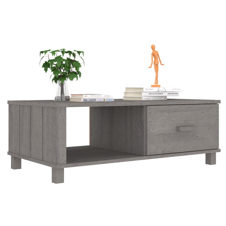 HAMAR Coffee Table | Light Grey | Solid Pine Wood | 100x55x35 cm | Drawer & Storage Compartment - Premium  from Home Treasures - Just £86.99! Shop now at Home Treasures