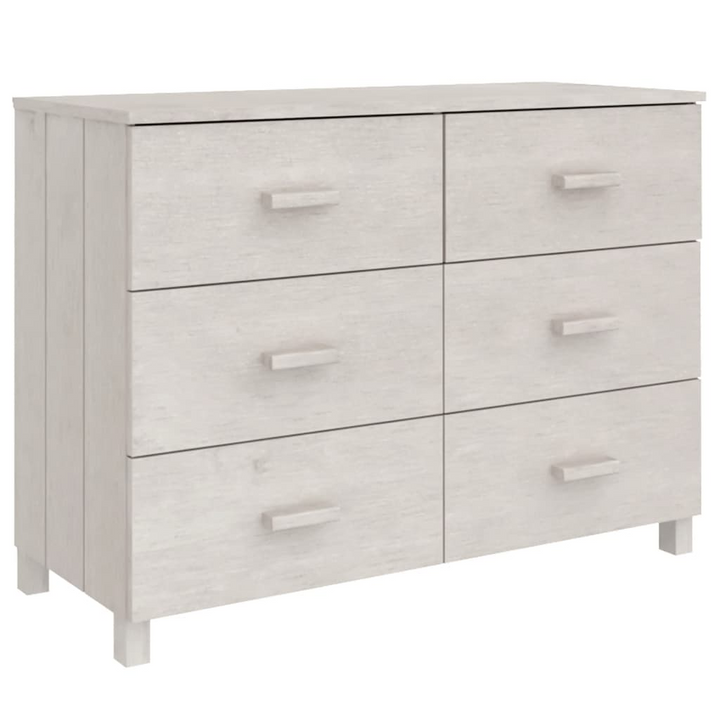 HAMAR Sideboard in White - Elegant Solid Pine Wood Storage Cabinet with 6 Drawers, 113x40x80 cm - Premium  from Home Treasures - Just £139.99! Shop now at Home Treasures