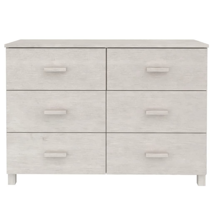 HAMAR Sideboard in White - Elegant Solid Pine Wood Storage Cabinet with 6 Drawers, 113x40x80 cm - Premium  from Home Treasures - Just £139.99! Shop now at Home Treasures