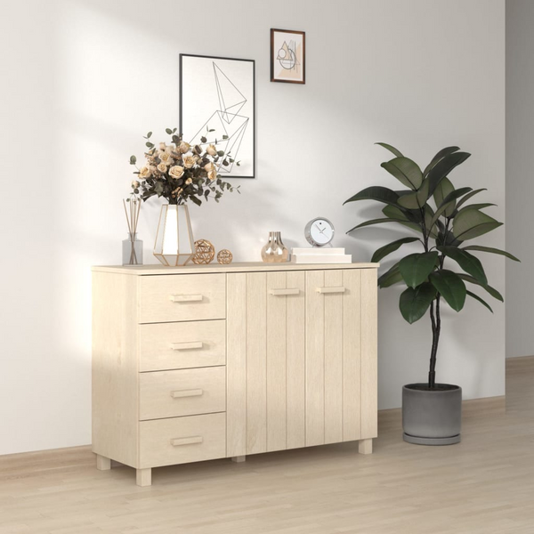 HAMAR Solid Pine Wood Sideboard in Honey Brown, 113x40x80 cm – Ample Storage and Elegant Design - Premium  from Home Treasures - Just £140.99! Shop now at Home Treasures