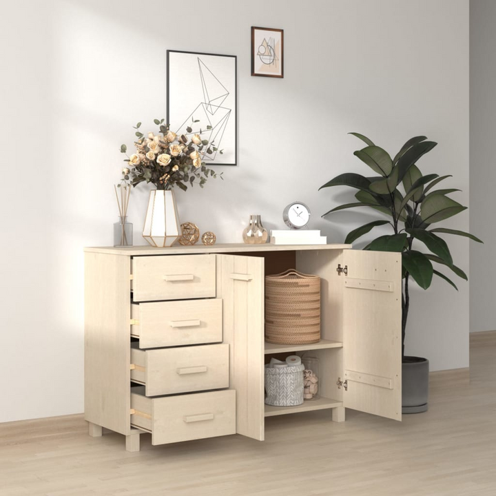 HAMAR Solid Pine Wood Sideboard in Honey Brown, 113x40x80 cm – Ample Storage and Elegant Design - Premium  from Home Treasures - Just £140.99! Shop now at Home Treasures