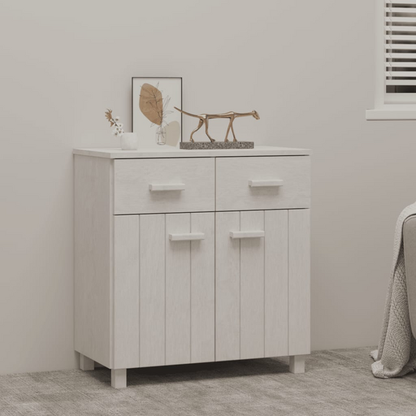 HAMAR Sideboard in White 79x40x80 cm | Solid Pine Wood Cabinet with Ample Storage - 2 Doors & 2 Drawers | Elegant & Durable Furniture - Premium  from Home Treasures - Just £104.99! Shop now at Home Treasures