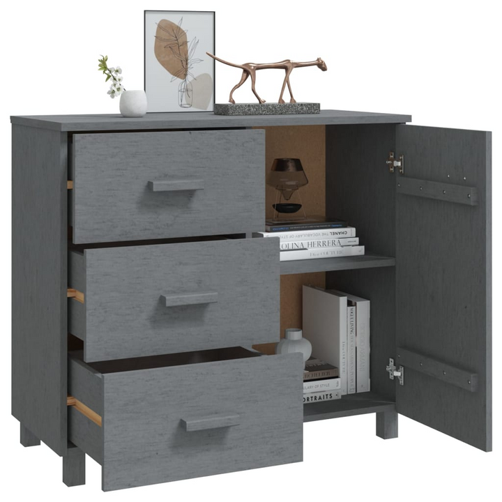 HAMAR Dark Grey Solid Pinewood Sideboard - 90x40x80 cm | Stylish Storage Cabinet - Premium  from Home Treasures - Just £155.99! Shop now at Home Treasures