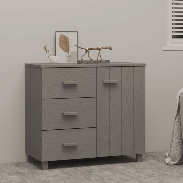 HAMAR Sideboard – Light Grey, Solid Pinewood, Multi-Storage Furniture, 90x40x80 cm - Premium  from Home Treasures - Just £124.99! Shop now at Home Treasures