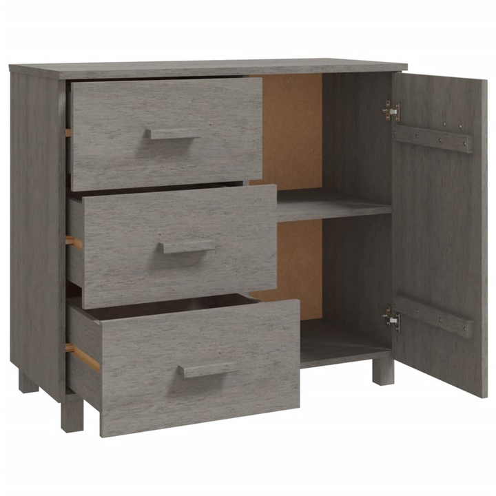 HAMAR Sideboard – Light Grey, Solid Pinewood, Multi-Storage Furniture, 90x40x80 cm - Premium  from Home Treasures - Just £124.99! Shop now at Home Treasures