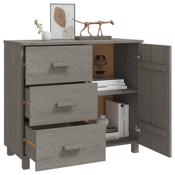 HAMAR Sideboard – Light Grey, Solid Pinewood, Multi-Storage Furniture, 90x40x80 cm - Premium  from Home Treasures - Just £124.99! Shop now at Home Treasures