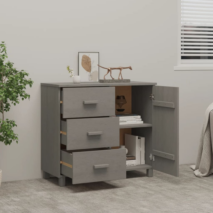 HAMAR Sideboard – Light Grey, Solid Pinewood, Multi-Storage Furniture, 90x40x80 cm - Premium  from Home Treasures - Just £124.99! Shop now at Home Treasures