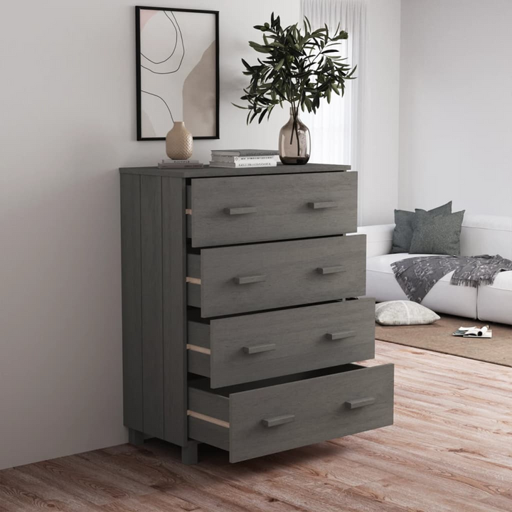 HAMAR Sideboard | Light Grey | Solid Pine Wood | 4 Spacious Drawers | 79x40x103.5 cm - Premium  from Home Treasures - Just £109.99! Shop now at Home Treasures