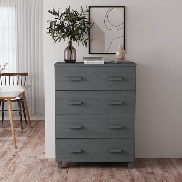 HAMAR Sideboard in Dark Grey | Solid Pinewood Cabinet with 4 Drawers | Modern Highboard Storage Unit - Premium  from Home Treasures - Just £165.99! Shop now at Home Treasures