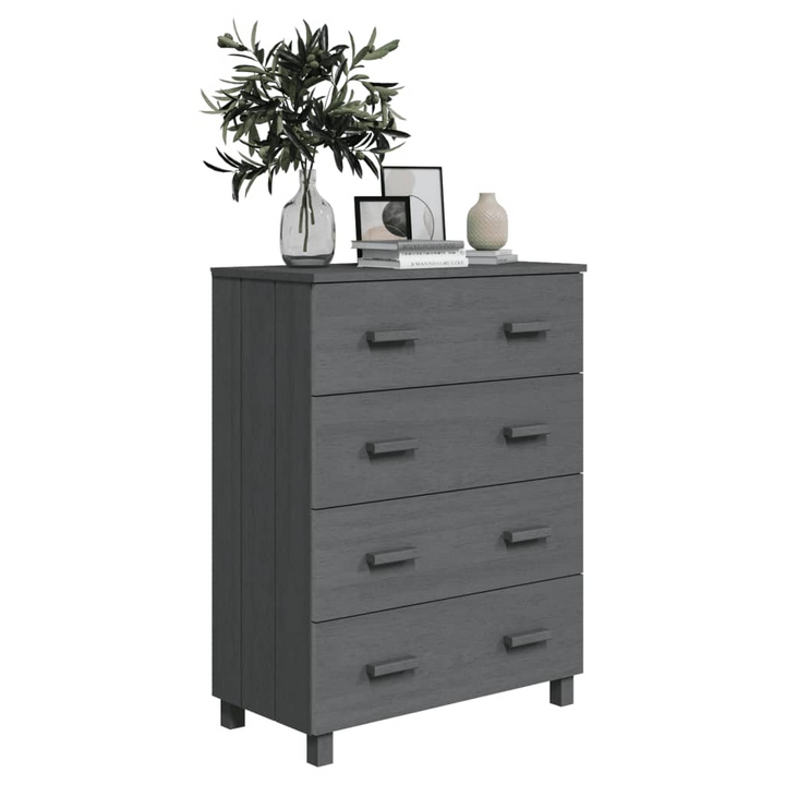 HAMAR Sideboard in Dark Grey | Solid Pinewood Cabinet with 4 Drawers | Modern Highboard Storage Unit - Premium  from Home Treasures - Just £166.99! Shop now at Home Treasures